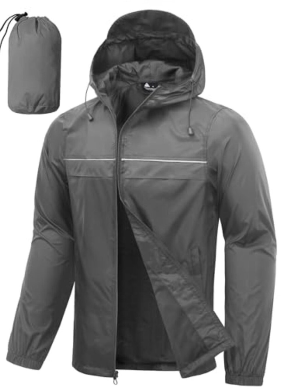 Men's Lightweight Waterproof Hooded Rain Jacket Packable Windproof